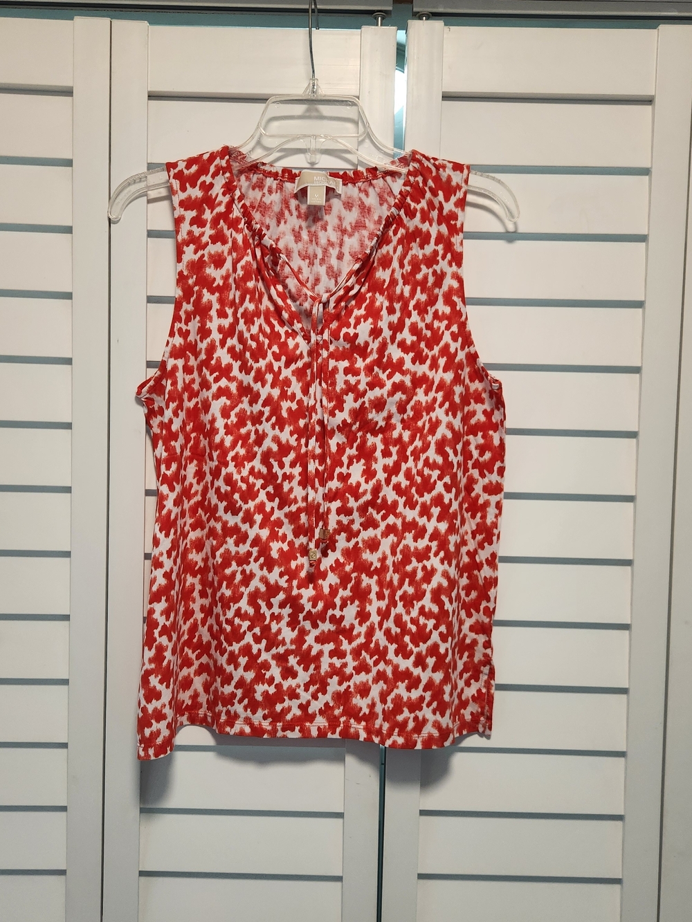 MICHAEL Michael Kors Red and White Sleeveless V-Neck Camisole